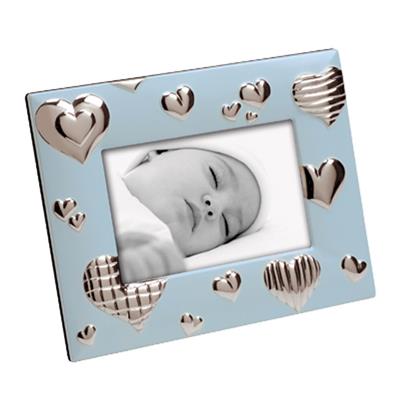 cadre photo argenté bébé 10x15 bleu