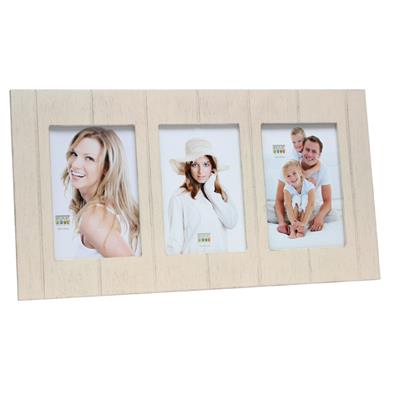 cadre photo multivues en bois écru pour 3 10x15