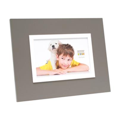 cadre photo en resine gris avec filet blanc