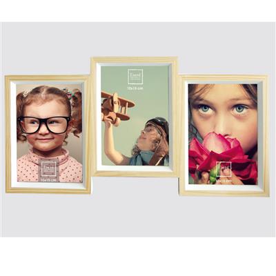 cadre photo multivues en bois bicolore pour 3 photos 13x18