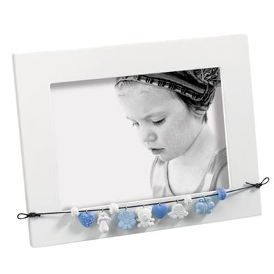 cadre photo enfant en bois blanc avec décor pour 1 photo 13x18
