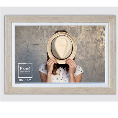 cadre photo en boisbeige clair avec filet blanc pour 1 photo 10x15
