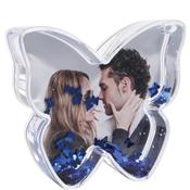 cadre photo papillon à paillettes bleu