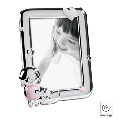 cadre photo enfant en métal argenté avec coeur et petite fille pour 1 photo 13x18