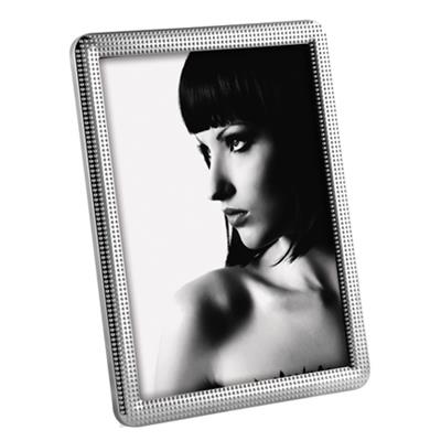 cadre photo en métal argenté brillant avec décor granuleux pour 1 photo 15x20