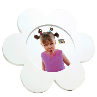 cadre photo en bois blanc en forme de fleur