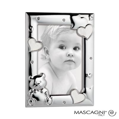 cadre photo enfant en métal argenté brillant avec décor pour 1 10x15