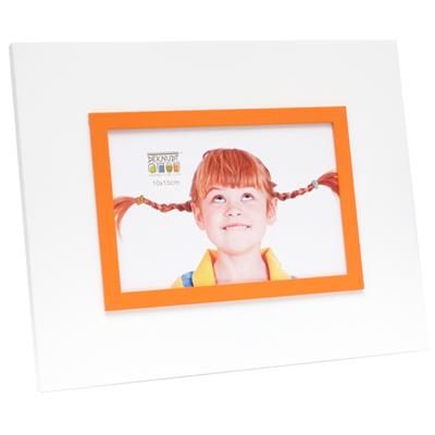 cadre photo en résine blanc avec filet orange