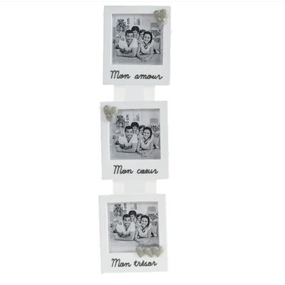 cadre photo multivues blanc avec décor coeurs et inscriptions