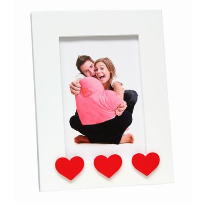 cadre photo en bois blanc avec coeur