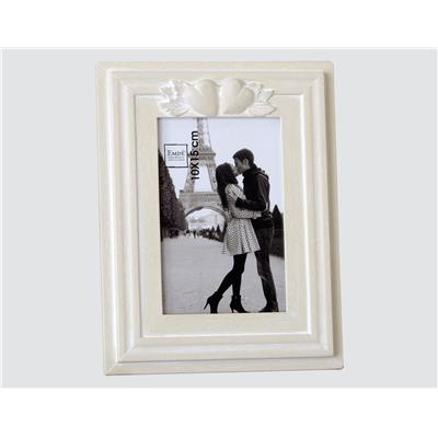 cadre photo en bois blanc avec motif coeur pour 1 photo 15x20