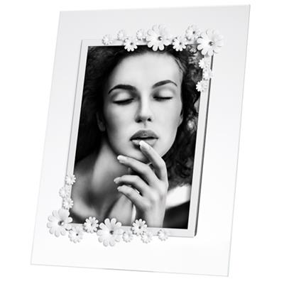 cadre photo en verre avec décor fleurs blanches