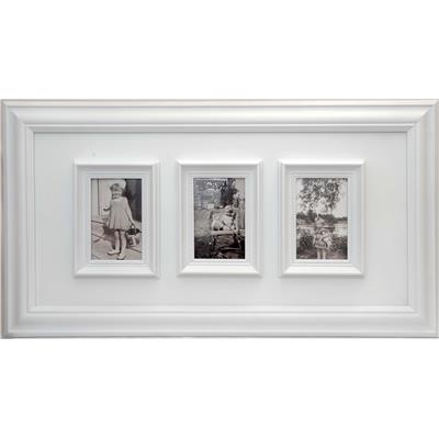 Cadre photo multivues en bois blanc pour 3 photos 9x14